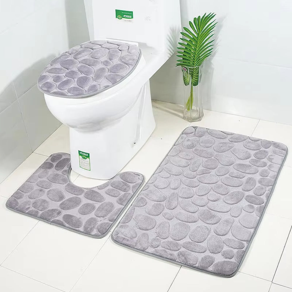 Water Absorbing Non Slip 3 Piece Bathroom Mat Set