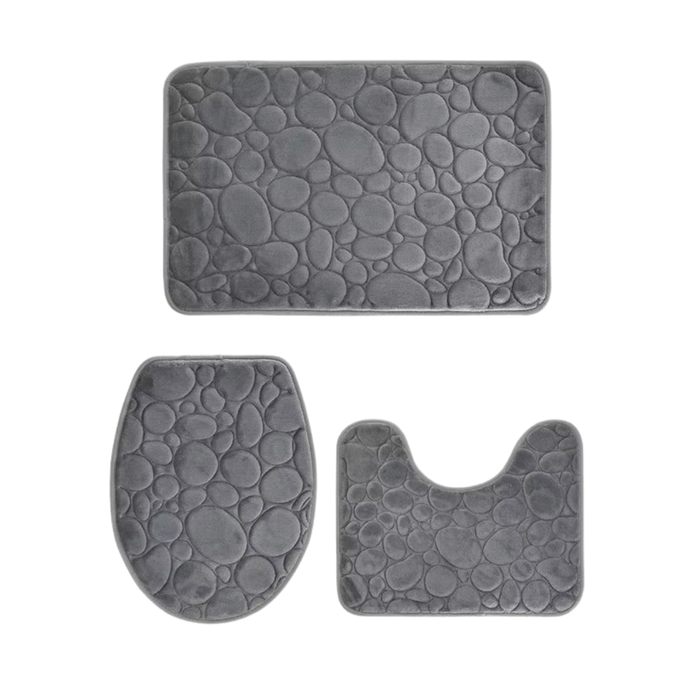 Water Absorbing Non Slip 3 Piece Bathroom Mat Set