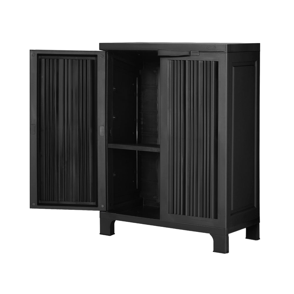 Outdoor Lockable Storage Cabinet with Adjustable Shelves Black