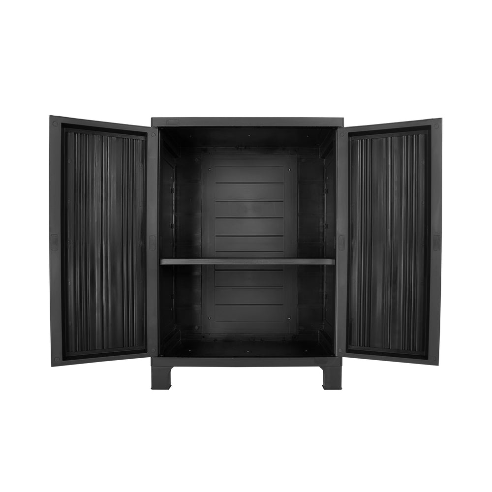 Outdoor Lockable Storage Cabinet with Adjustable Shelves Black
