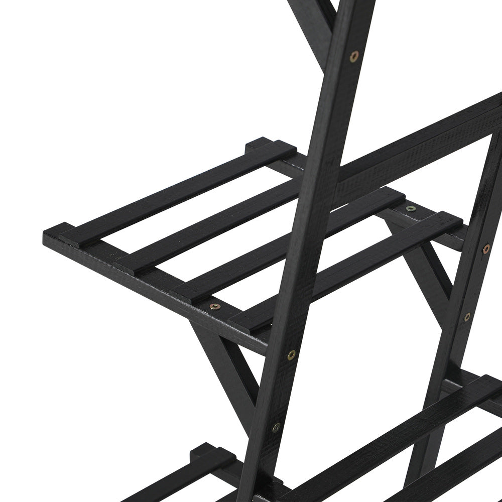 Plant Stand with 12 Shelves Bamboo Frame Black