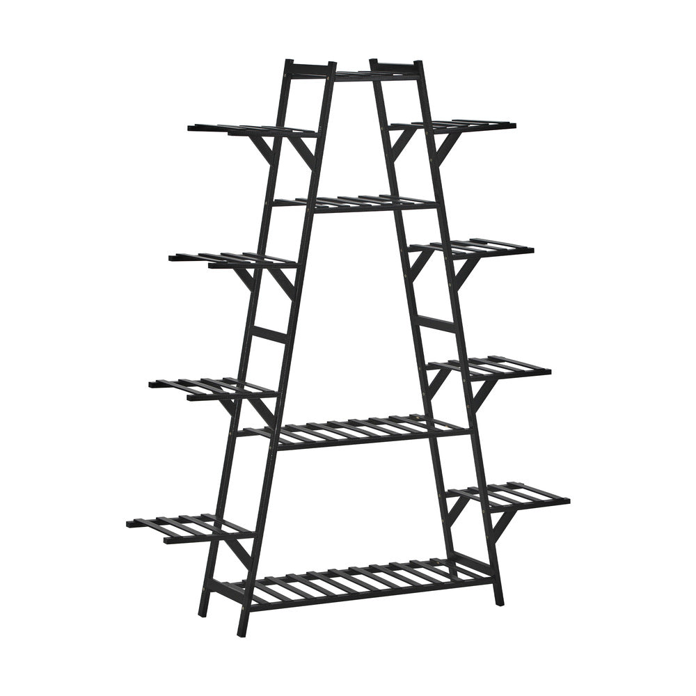 Plant Stand with 12 Shelves Bamboo Frame Black