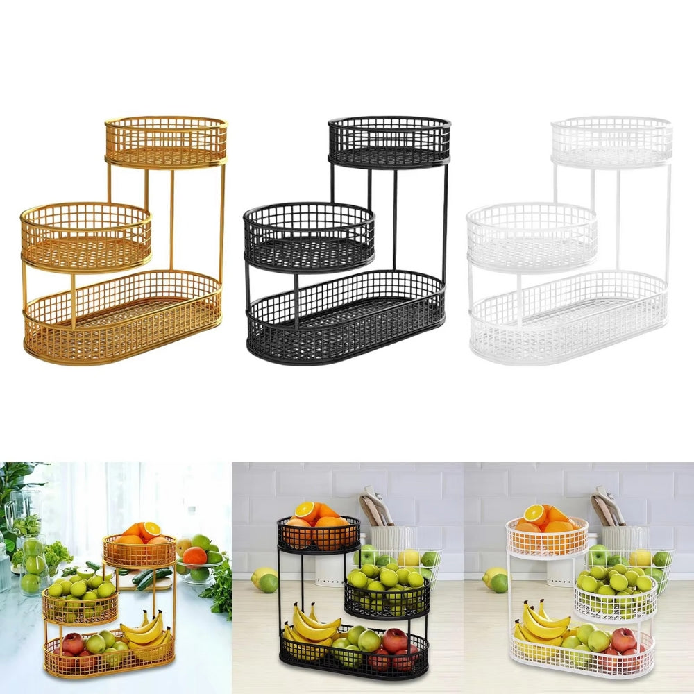 Metal Wire Storage Countertop Fruit Basket Counter Serving Tray