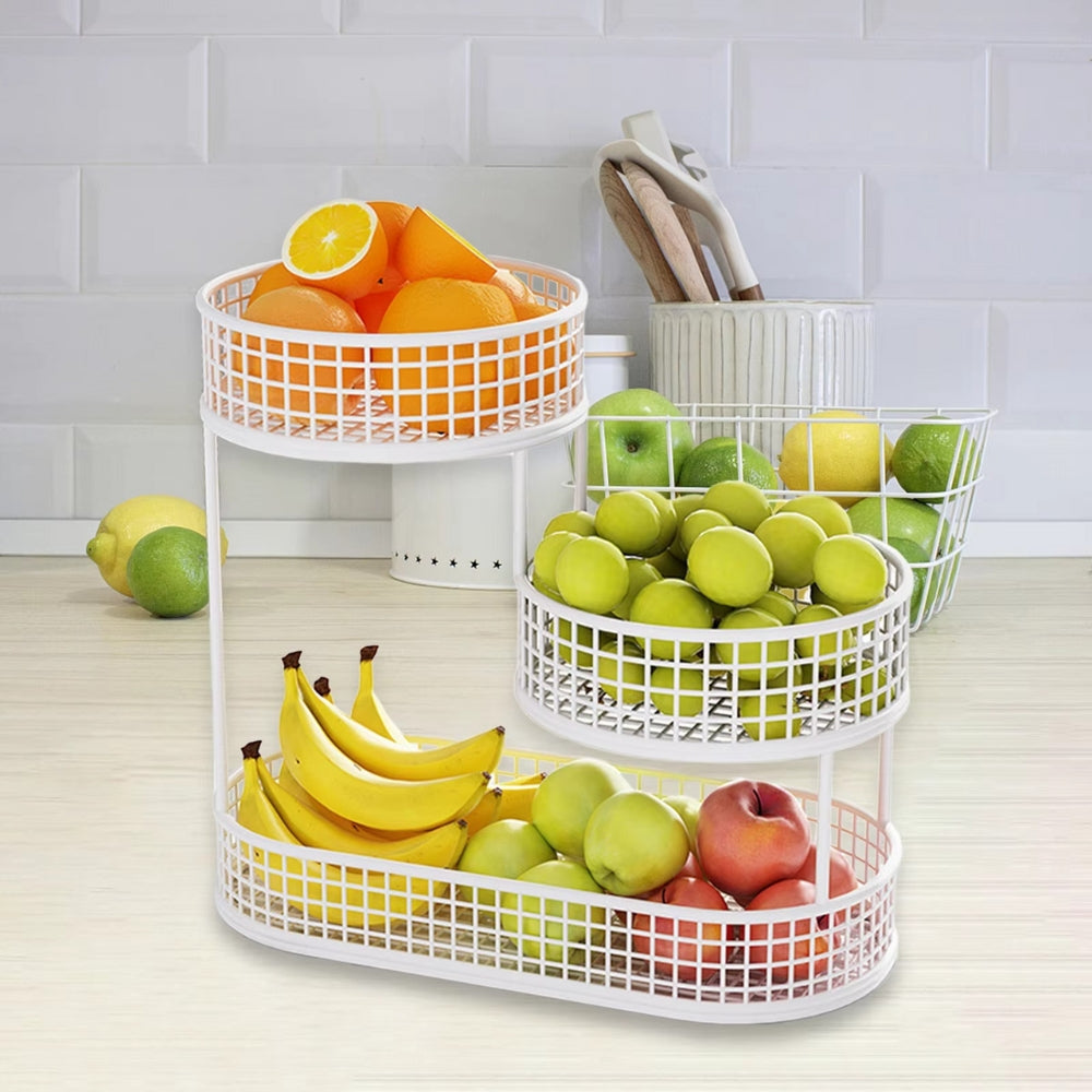 Metal Wire Storage Countertop Fruit Basket Counter Serving Tray