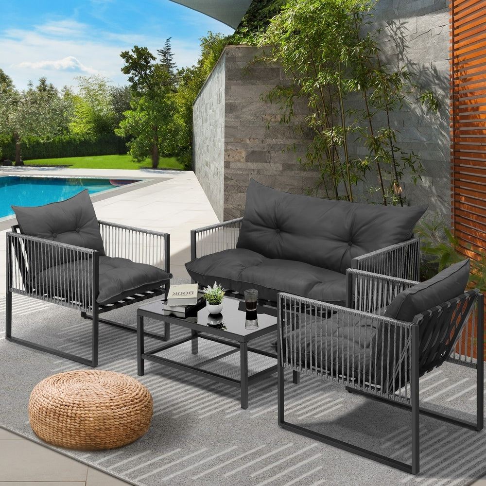 4 Piece Outdoor Furniture Set Grey