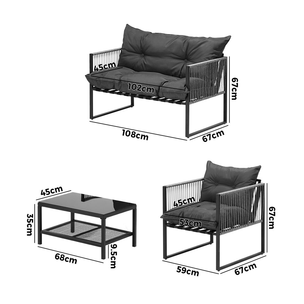 4 Piece Outdoor Furniture Set Grey