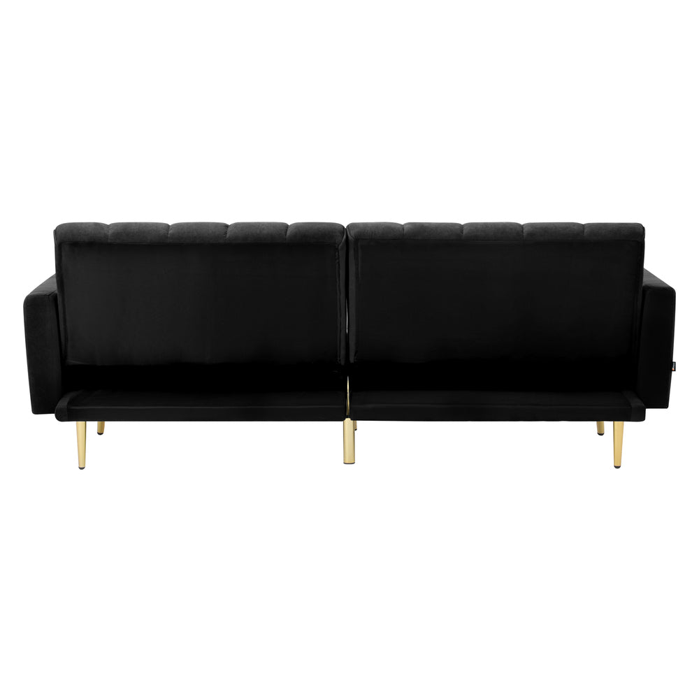 Velvet 3-Seater Sofa Bed Black