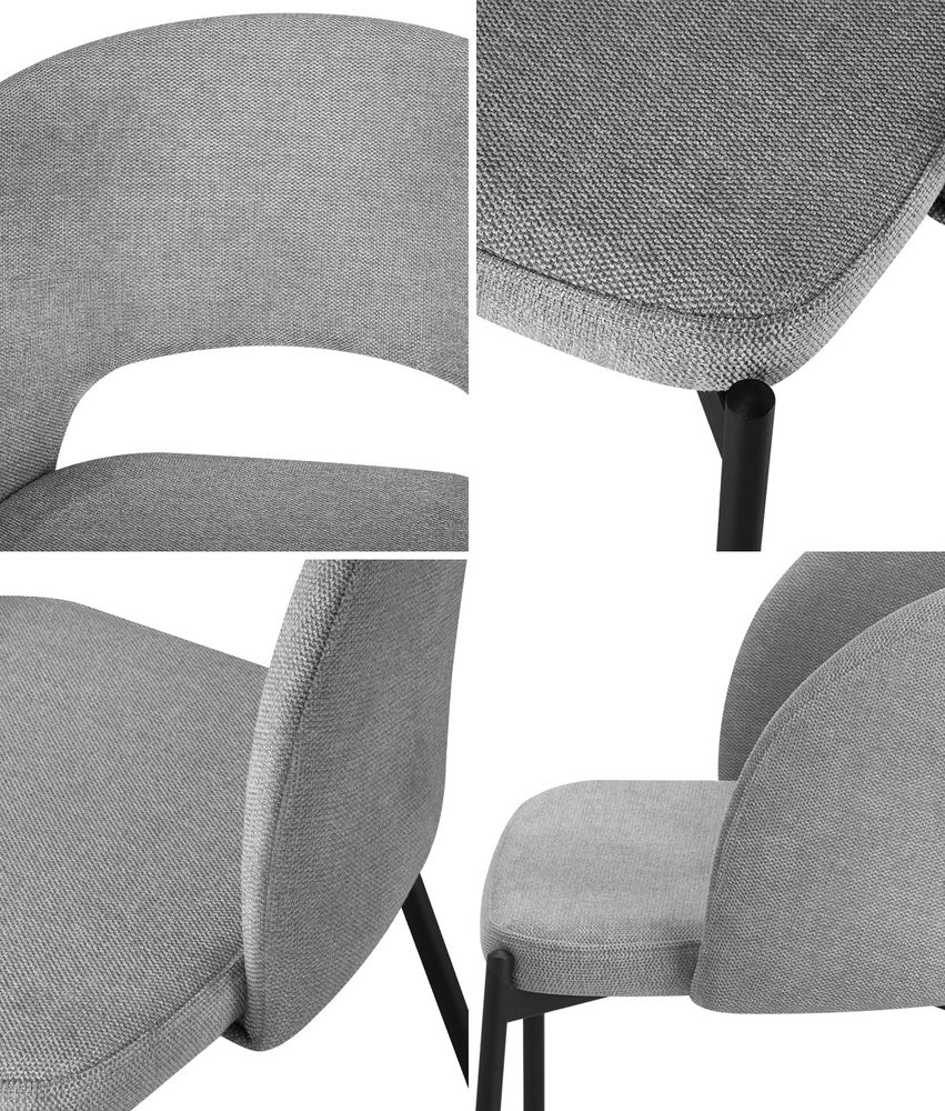 4PCS Armchair Dining Chairs Fabric Grey and Black