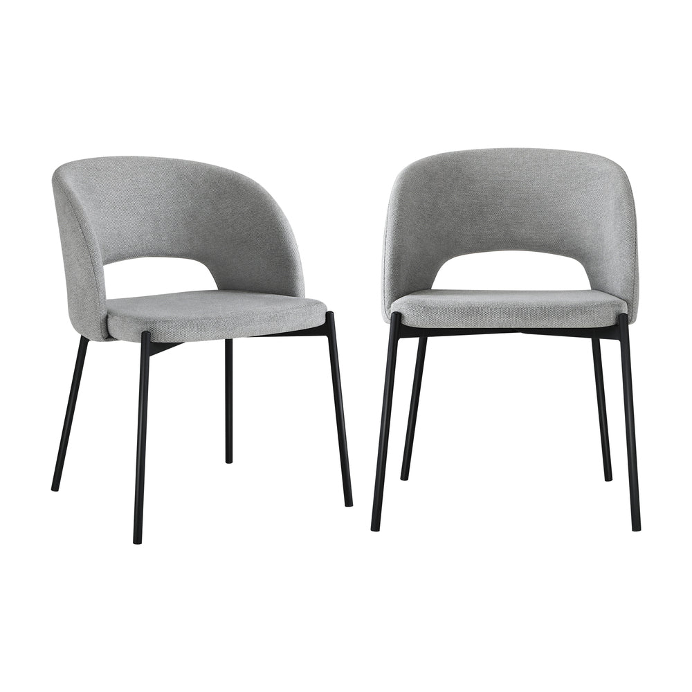 4PCS Armchair Dining Chairs Fabric Grey and Black