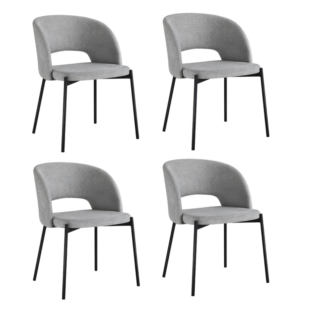 4PCS Armchair Dining Chairs Fabric Grey and Black