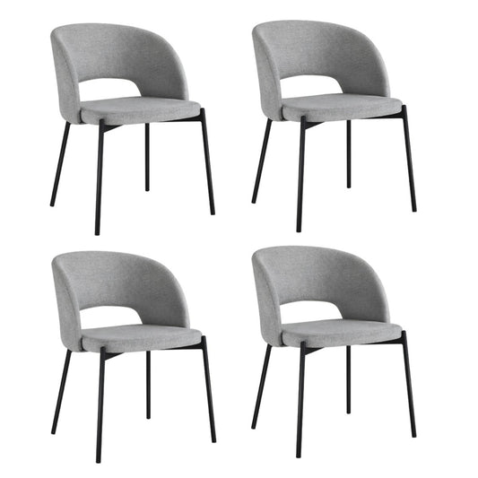 4PCS Armchair Dining Chairs Fabric Grey and Black