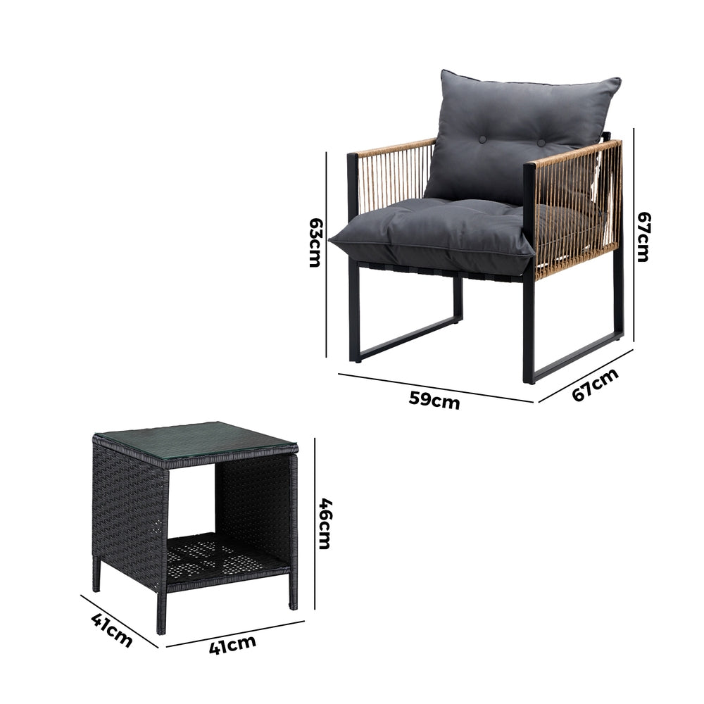 Outdoor 2 Seater Patio Lounge Setting