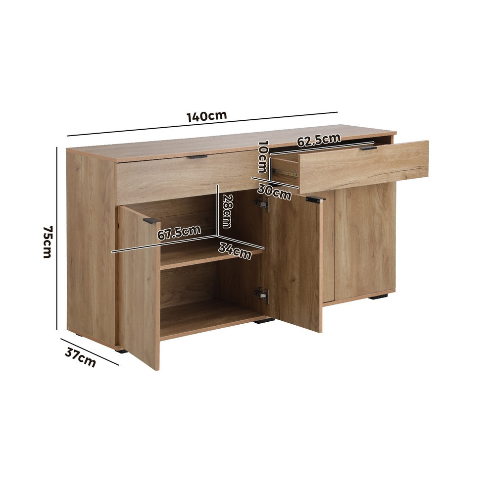 Natural Sideboard with 4 Doors and 2 Drawers