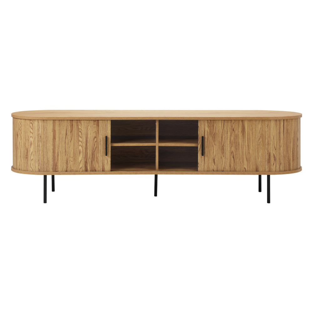 Oak Entertainment Unit TV Stand Cabinet with Tambour Doors 160cm