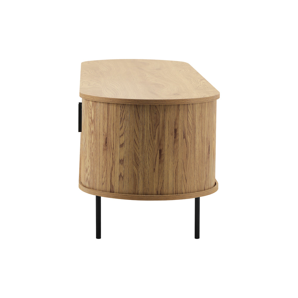 Oak Entertainment Unit TV Stand Cabinet with Tambour Doors 160cm