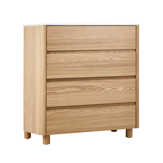 Natural 4 Drawer Dresser with Faux Marble Top