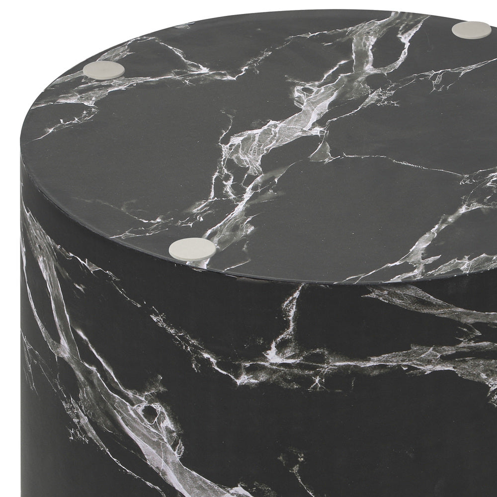 Set of 2 Black Marble Effect Round Coffee Tables