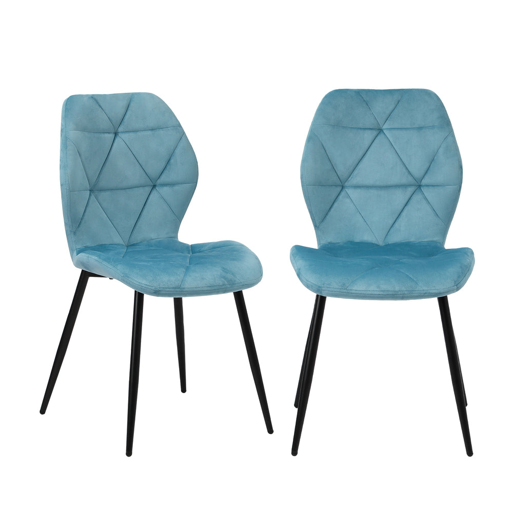 Set of 2 Blue Velvet Dining Chairs