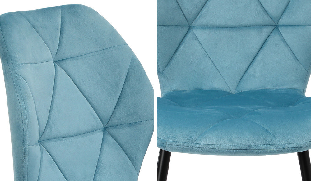 Set of 2 Blue Velvet Dining Chairs
