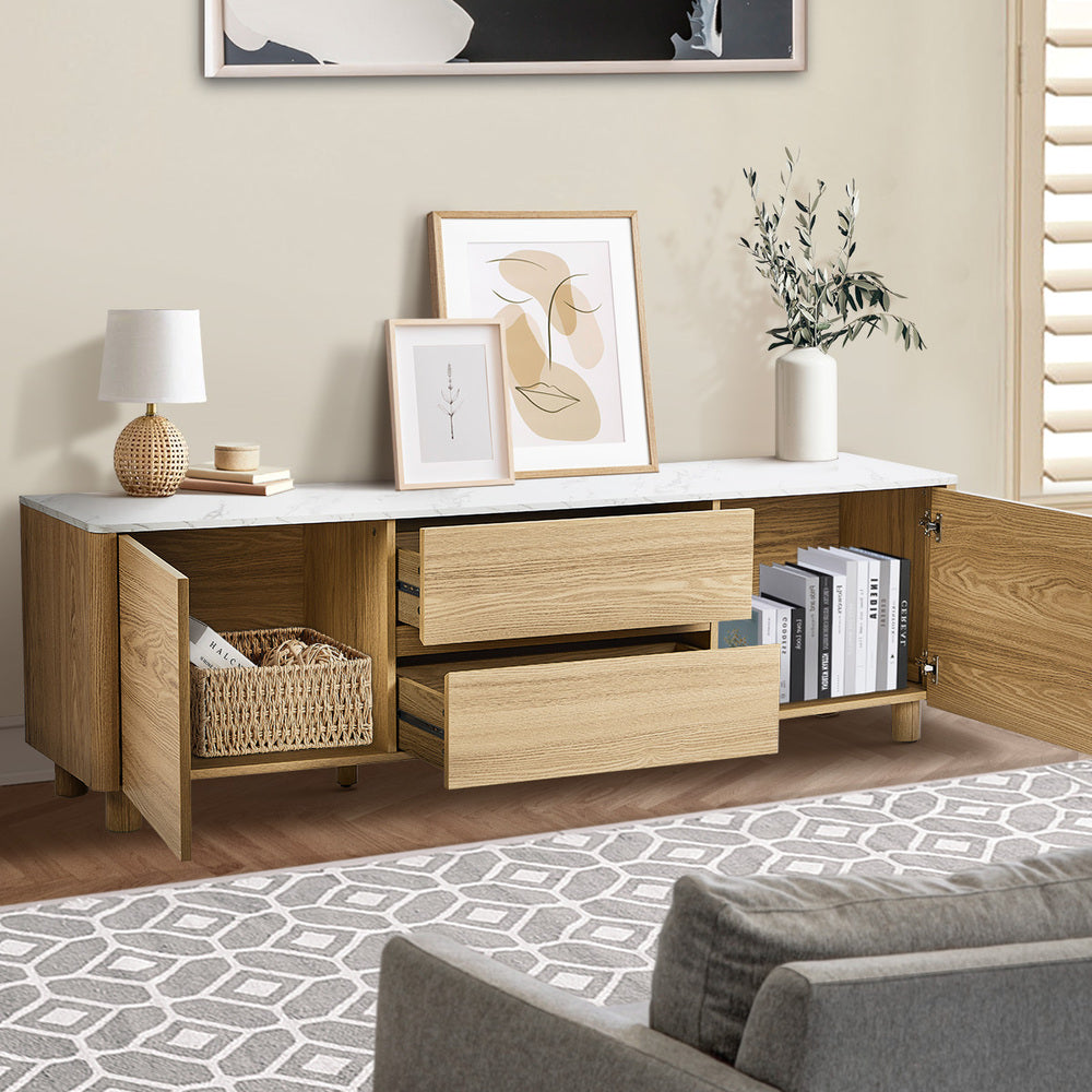 160cm Natural TV Cabinet Entertainment Unit Stand