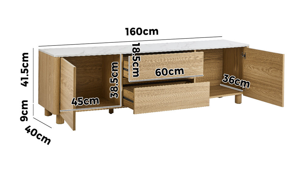 160cm Natural TV Cabinet Entertainment Unit Stand