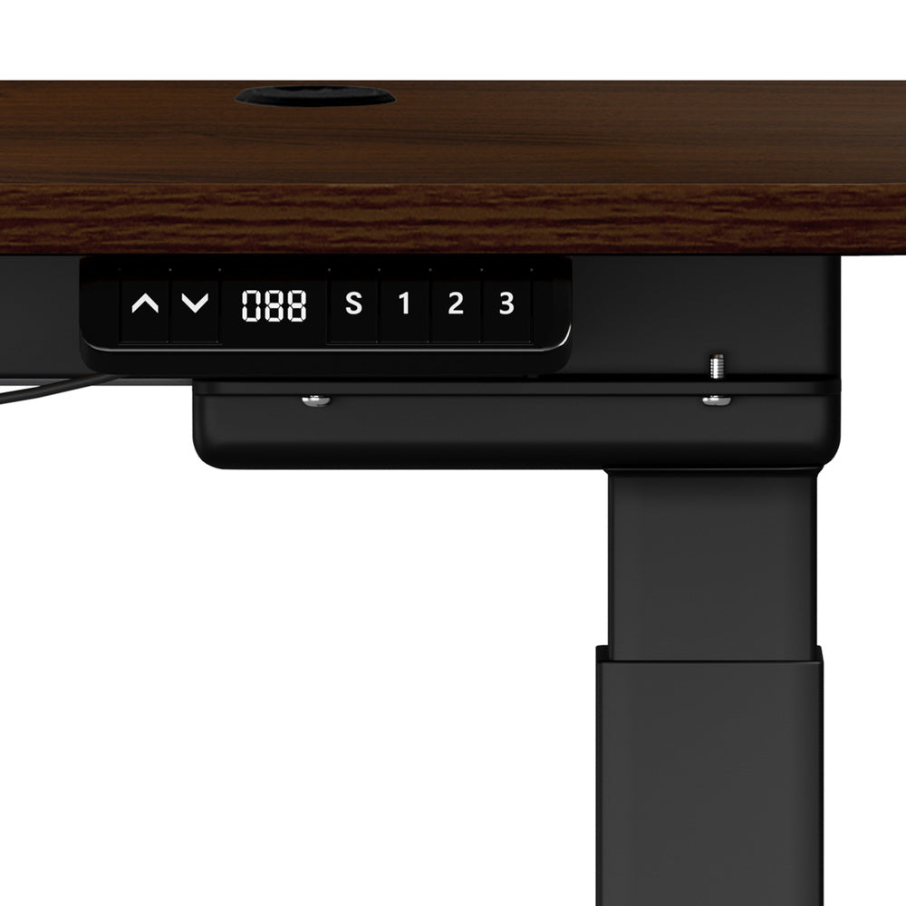 140cm Black and Walnut Electric Height Adjustable Standing Desk with Drawer
