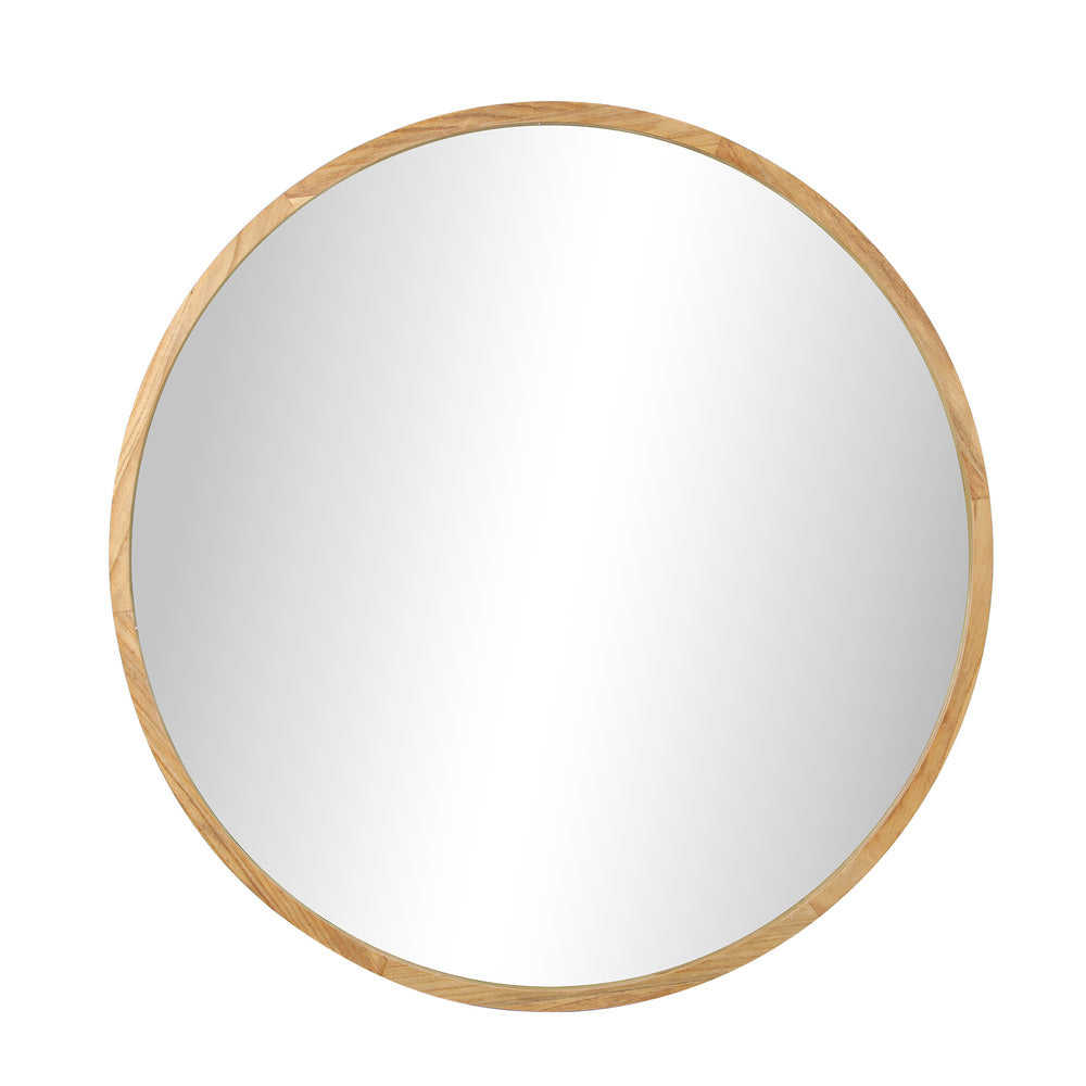 60cm Round Wall Mirror with Wooden Frame
