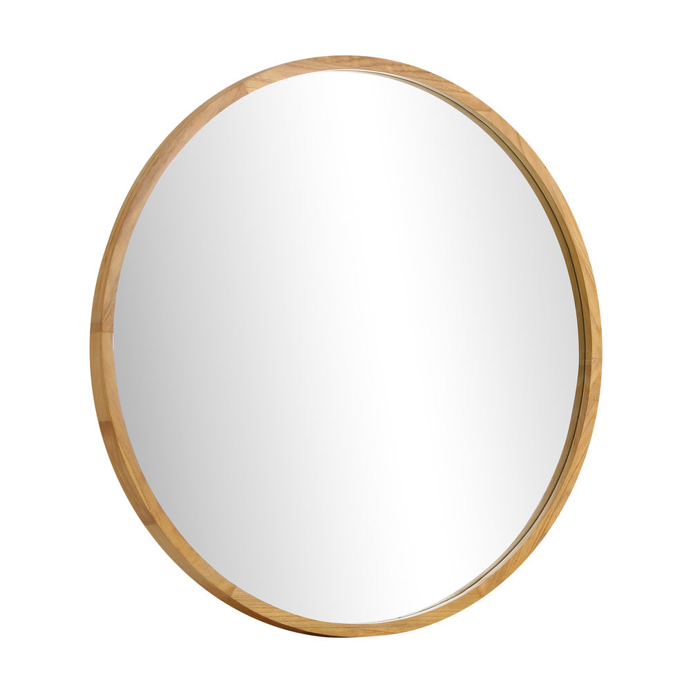 60cm Round Wall Mirror with Wooden Frame