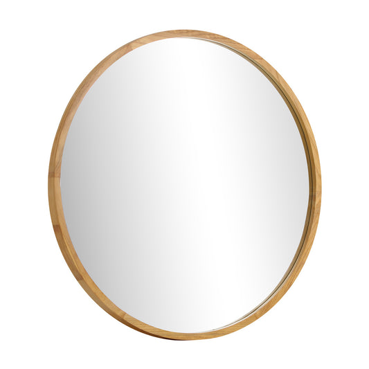 60cm Round Wall Mirror with Wooden Frame