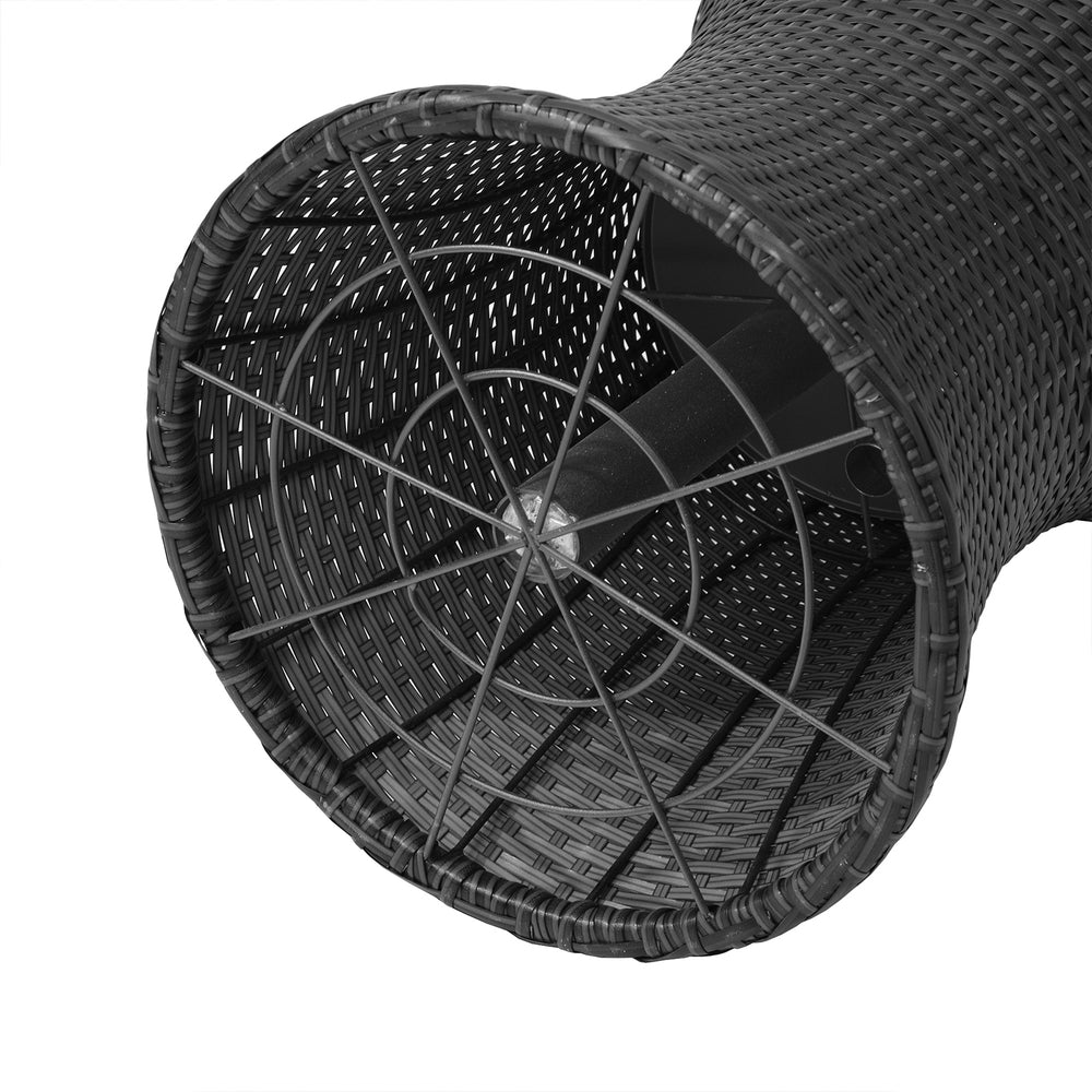 Black Rattan Ice Bucket Cooler Table with Storage