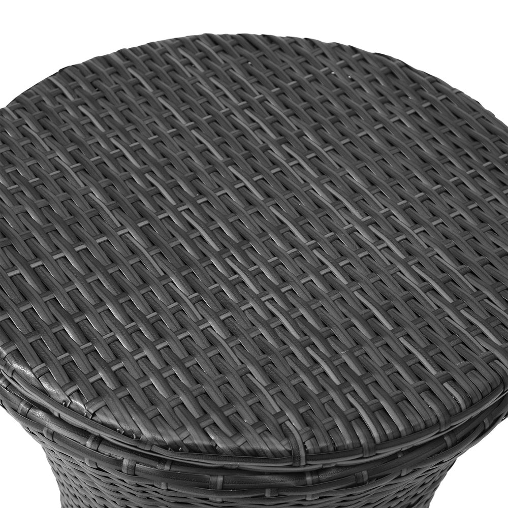 Black Rattan Ice Bucket Cooler Table with Storage