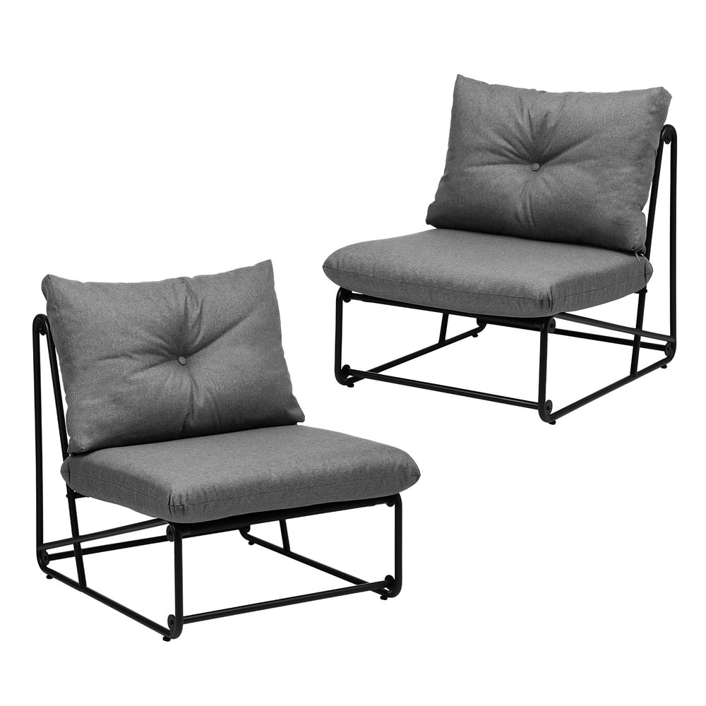 Set of 2 Grey Outdoor Patio Dining Lounge Chairs