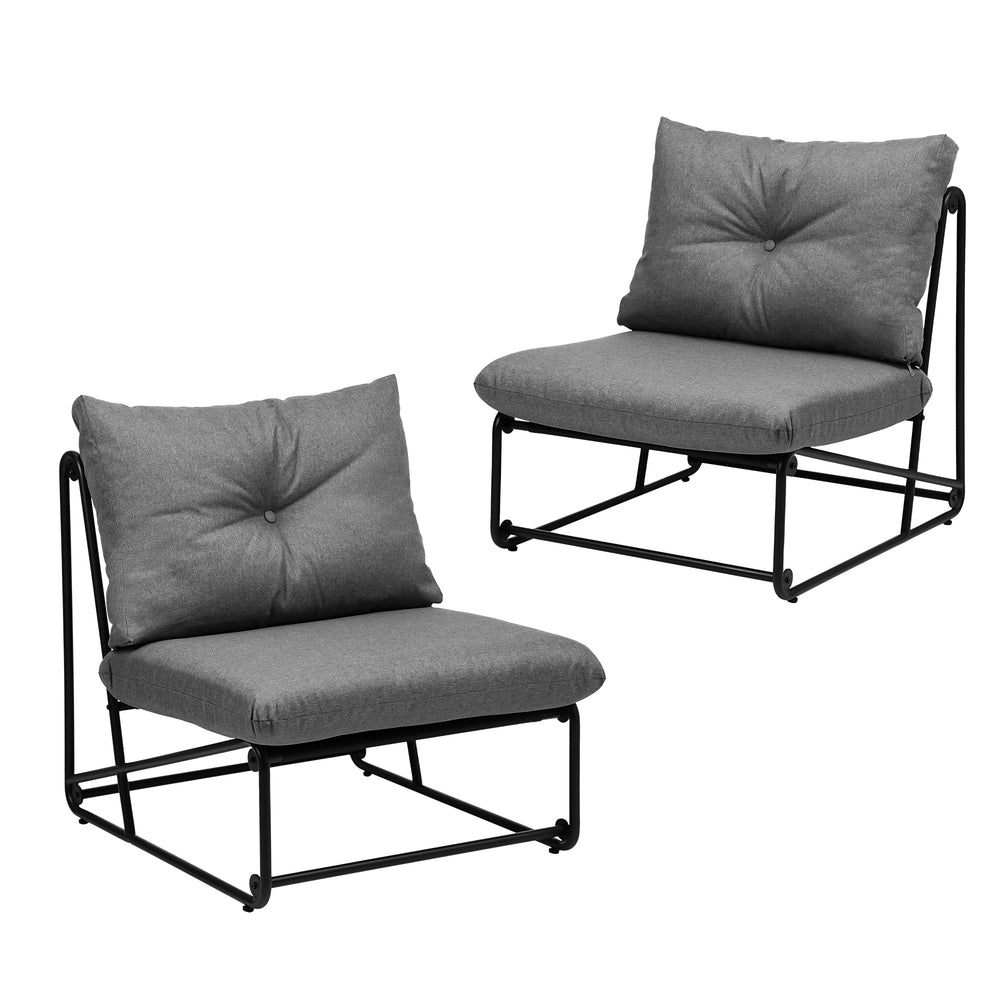 Set of 2 Grey Outdoor Patio Dining Lounge Chairs