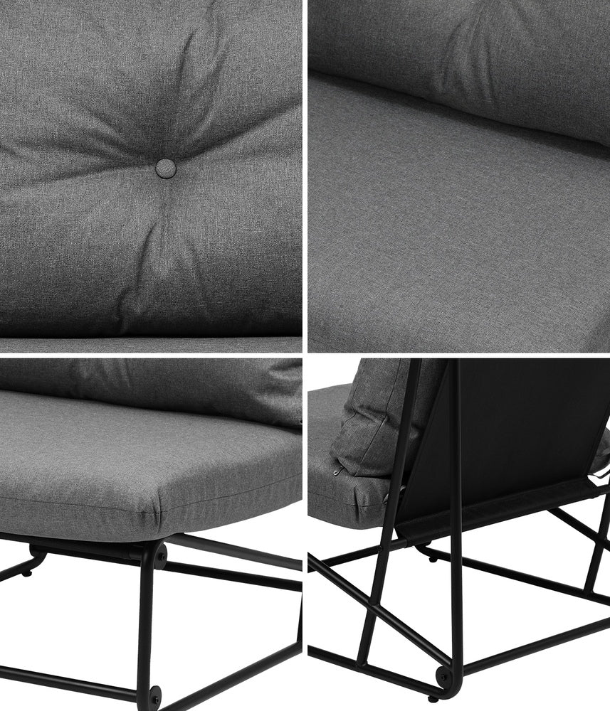 Set of 2 Grey Outdoor Patio Dining Lounge Chairs