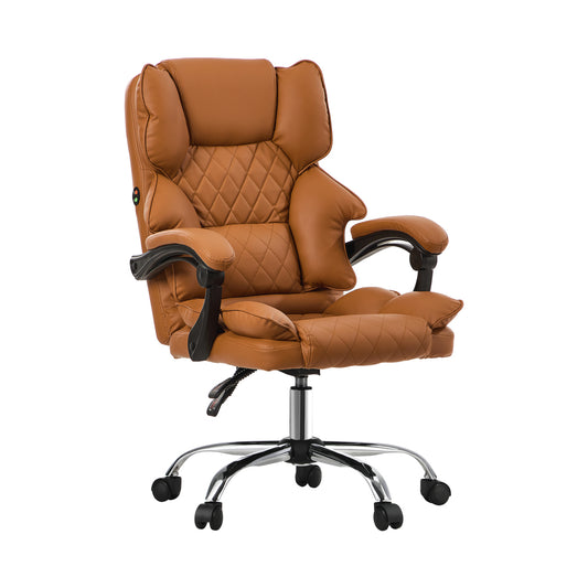Brown Premium PU Leather Gaming Office Chair with Massage