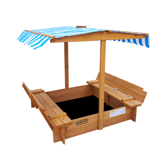 Wooden Kids Sandpit Sandbox with Canopy Beach Play